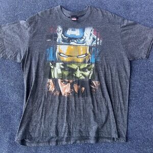 Marvel Avengers Shirt Mens 2XL Captain America Iron Man Hulk Thor Mad Engine Tee
